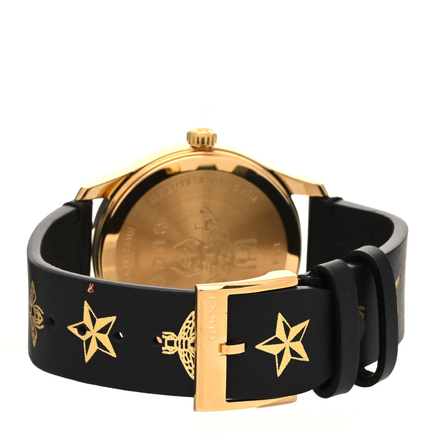 Gucci Stainless Steel Calfskin 38mm G-Timeless Bee Star Quartz Watch Black 3 of 4