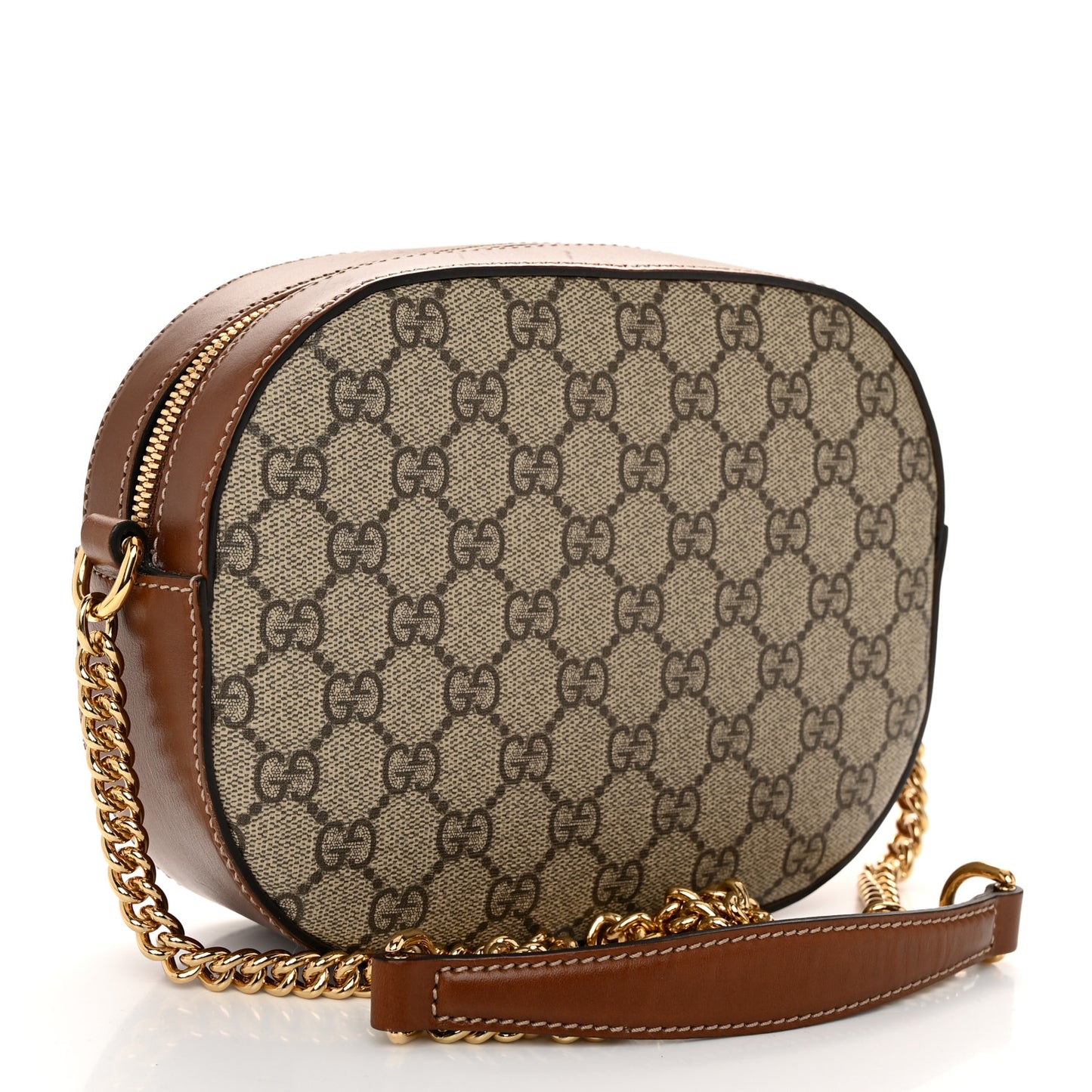 GG Supreme Monogram Cuoio Toscano Mini Chain Shoulder Bag Beige Ebony Cuir