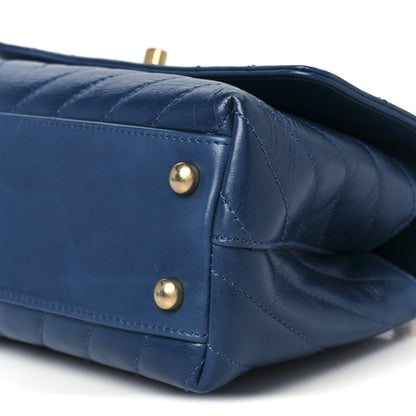 Chanel Calfskin Lizard Chevron Quilted Mini Coco Handle Flap Blue 11 of 12