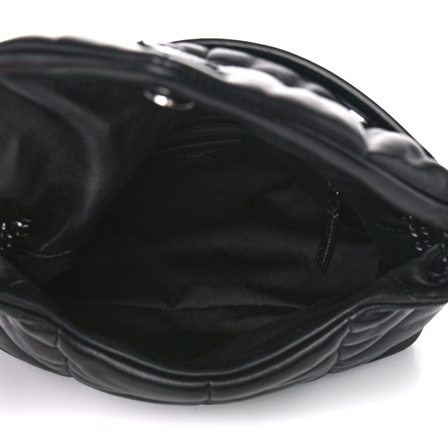Lambskin Quilted Small Loulou Puffer Monogram Chain Satchel Black