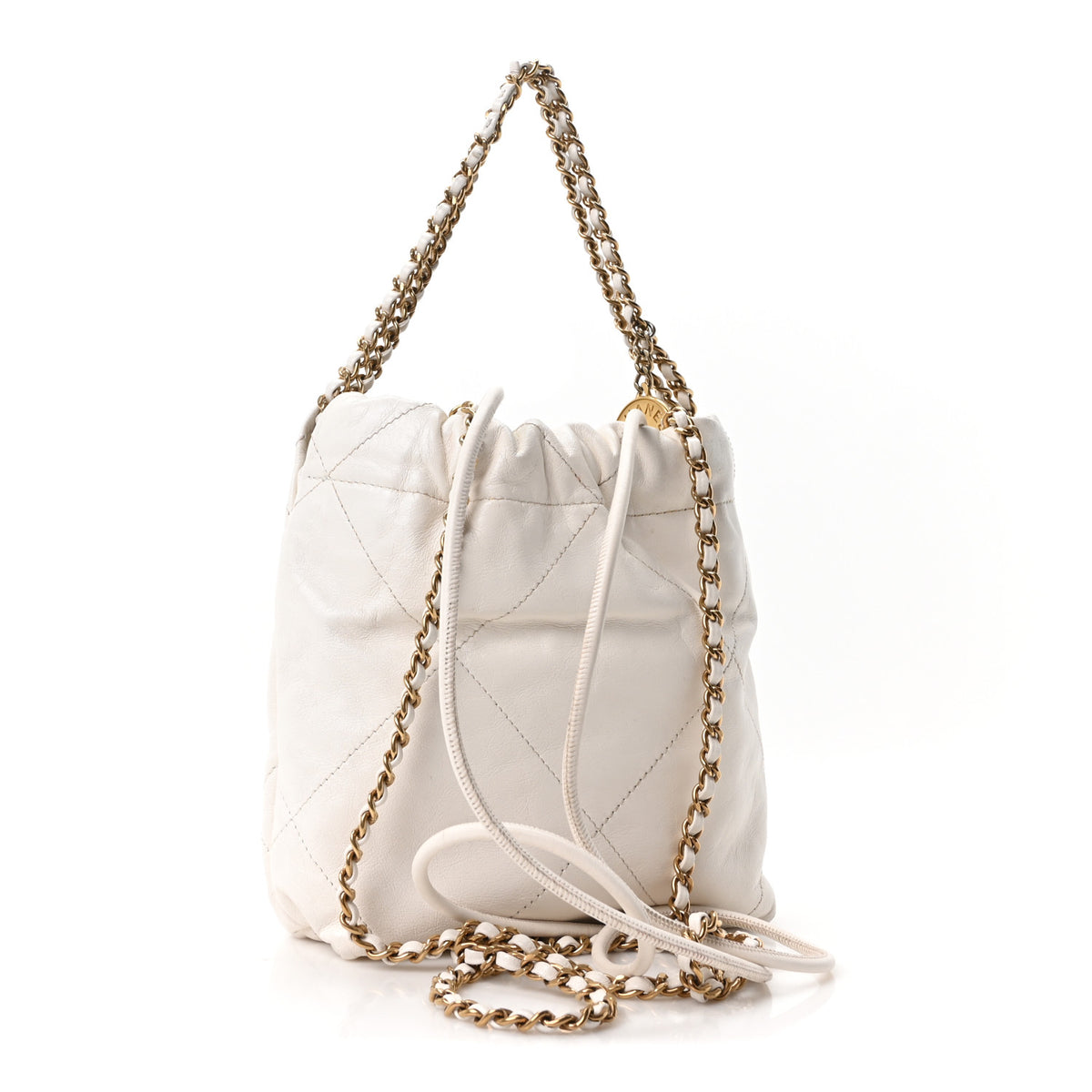 Shiny Calfskin Quilted Mini Chanel 22 White