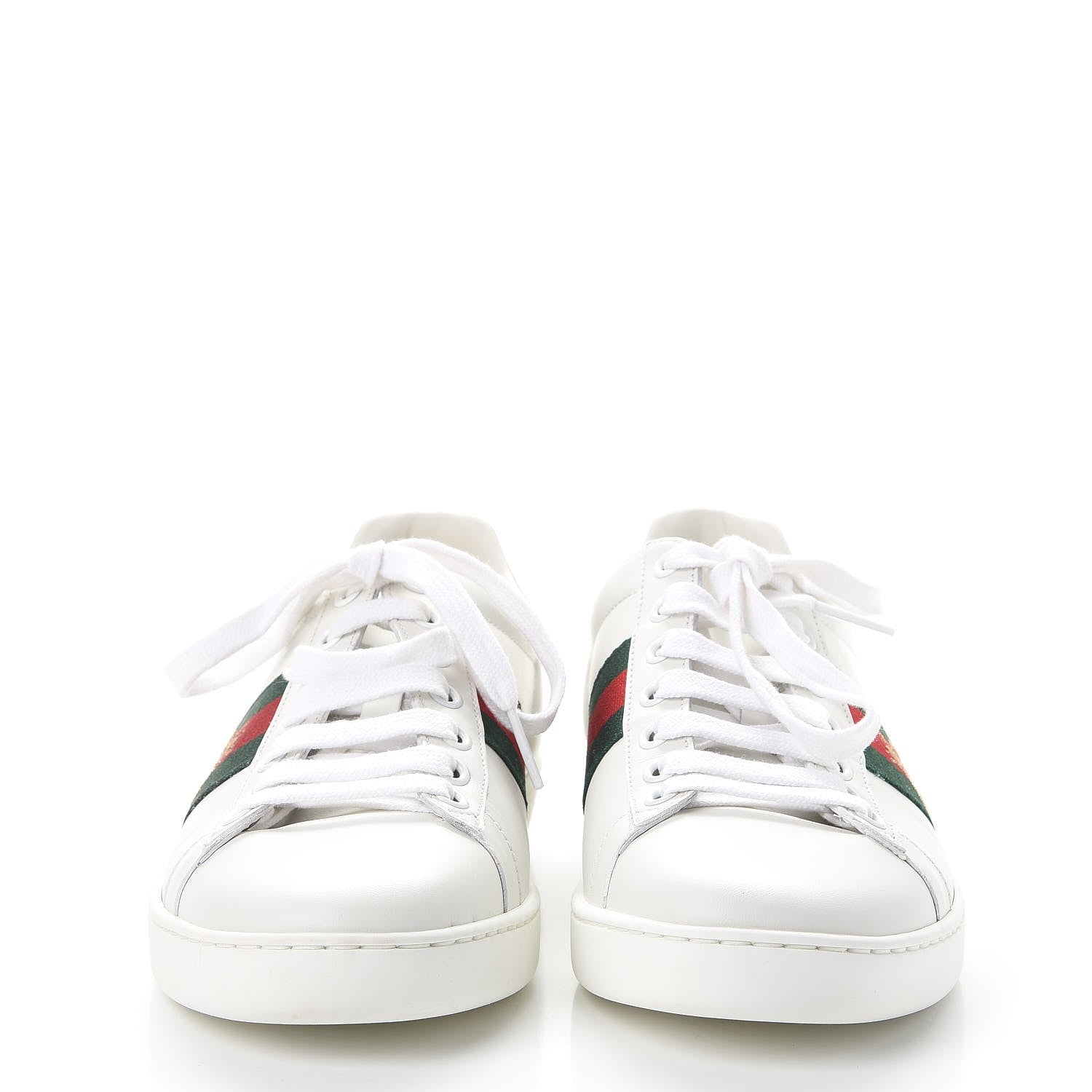 Gucci Calfskin Ayers Bee Embroidered Womens Ace Sneakers 37.5 White Green 2 of 13