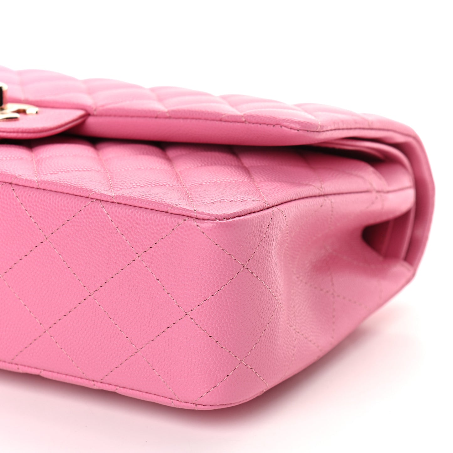 Caviar Quilted Medium Double Flap Pink