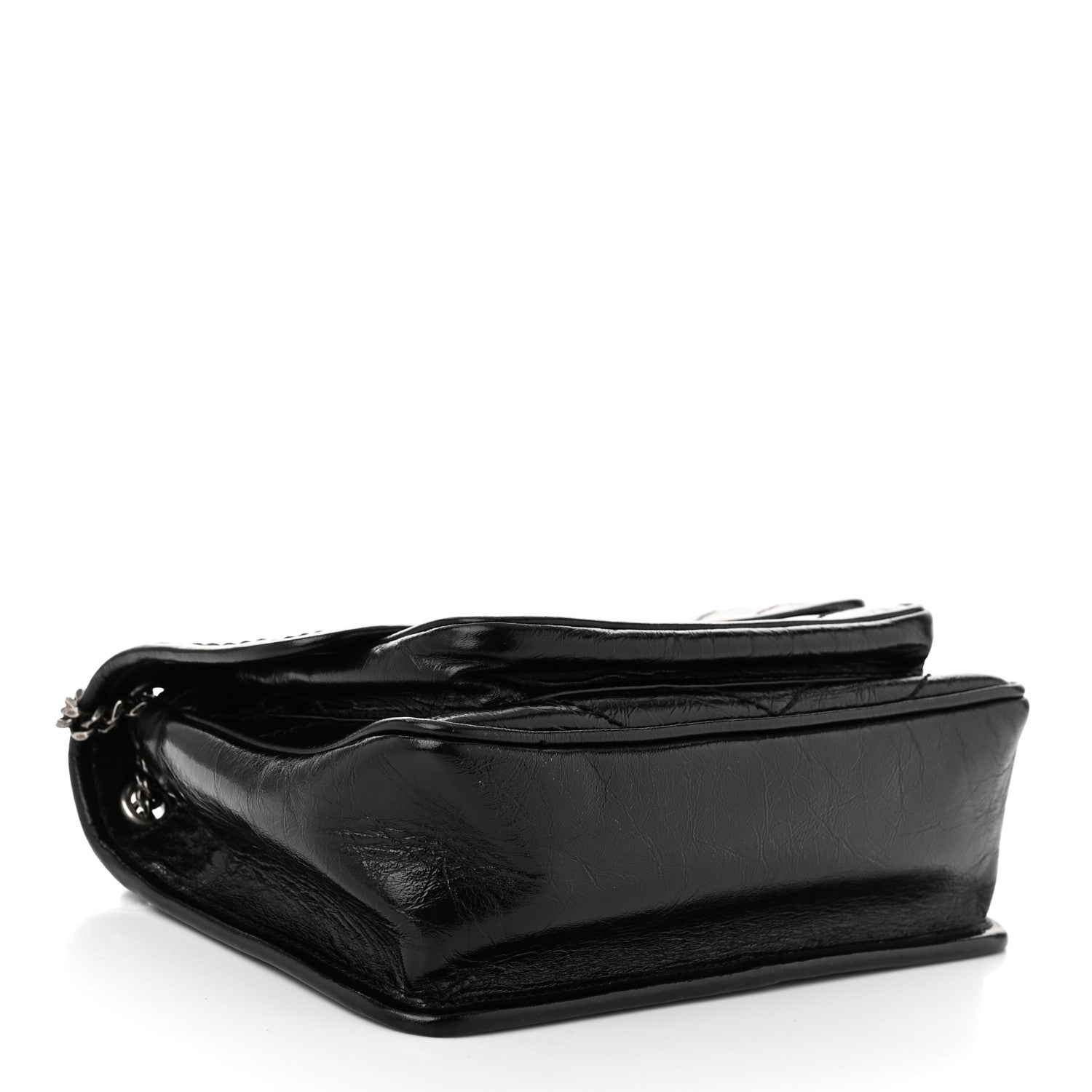 Saint Laurent Crinkled Calfskin Matelasse Monogram Baby Niki Chain Satchel Black 4 of 10