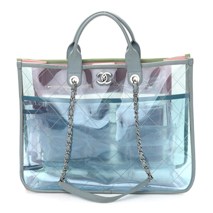 Chanel PVC Lambskin Stitched Medium Coco Splash Shopping Bag Blue Green Pink 1 of 10