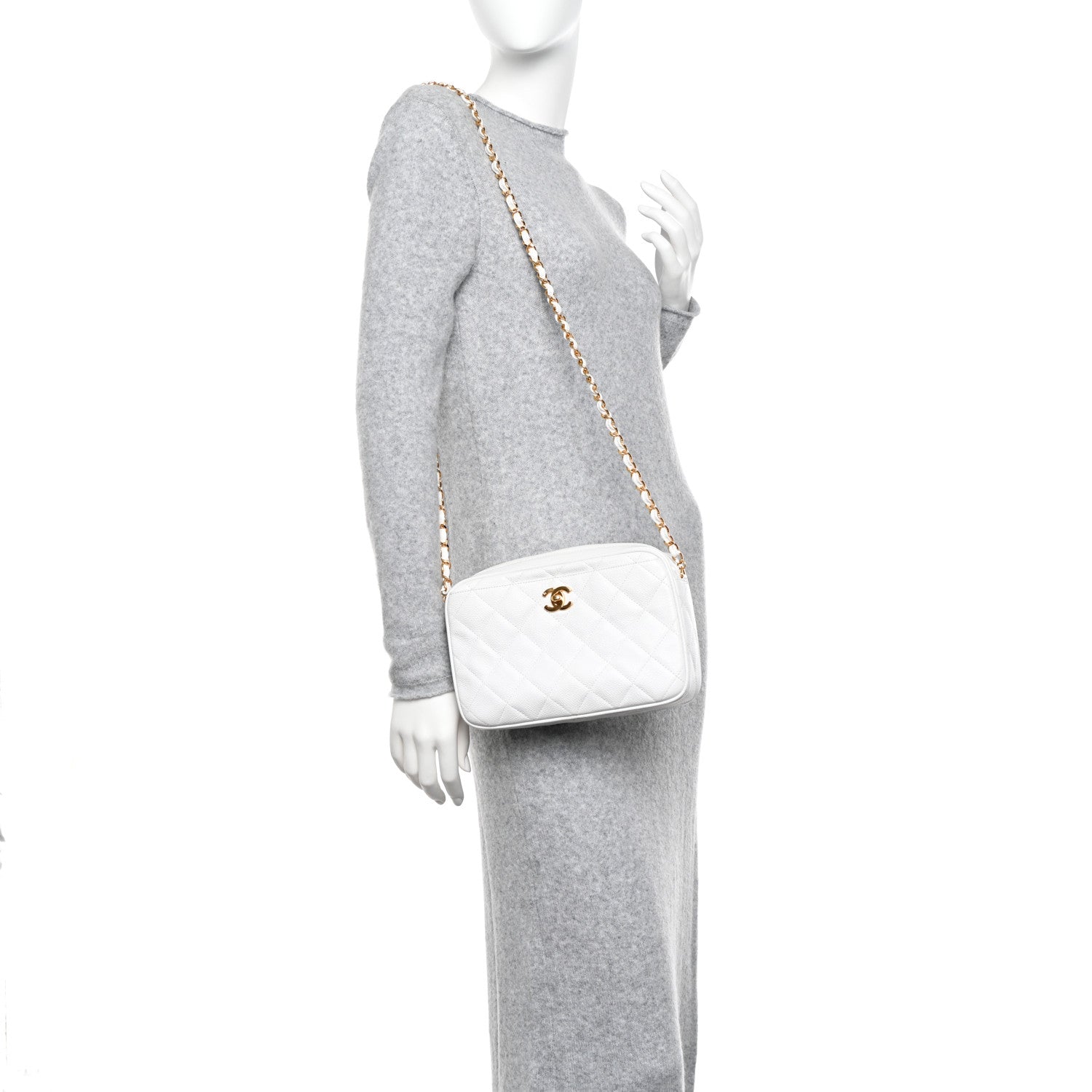 Chanel Caviar Quilted Camera Case White 2 of 16