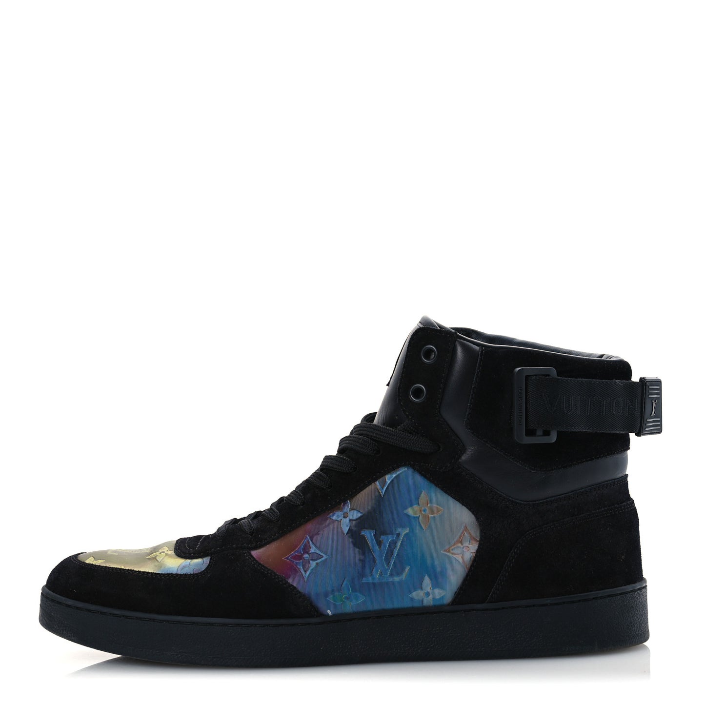 Suede Monogram Mens Rivoli High Top Sneakers 10 Black Multicolor