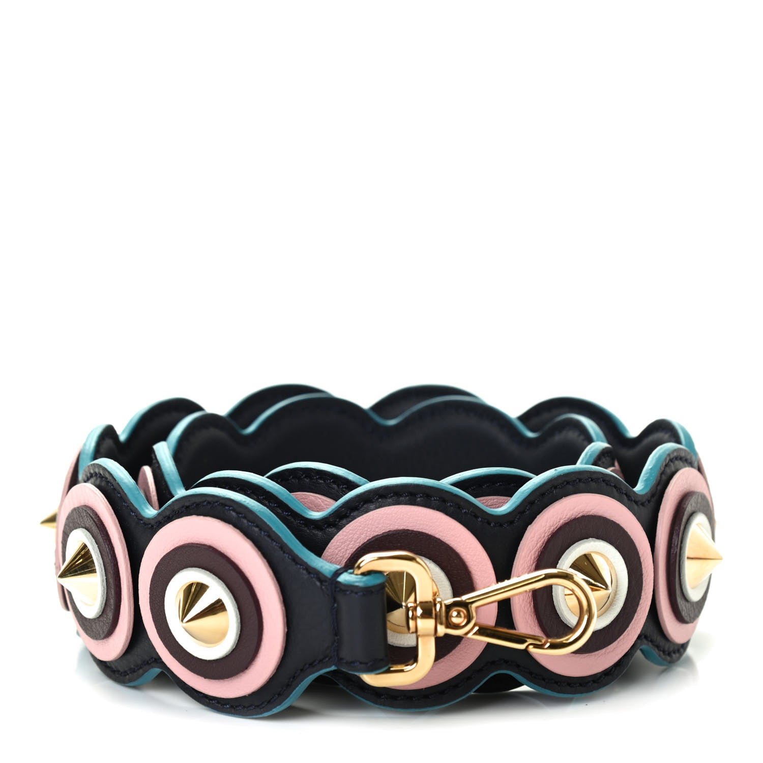 Fendi Vitello Dolce Spike Studded Circle Strap You Blue Notte Multicolor 1 of 3