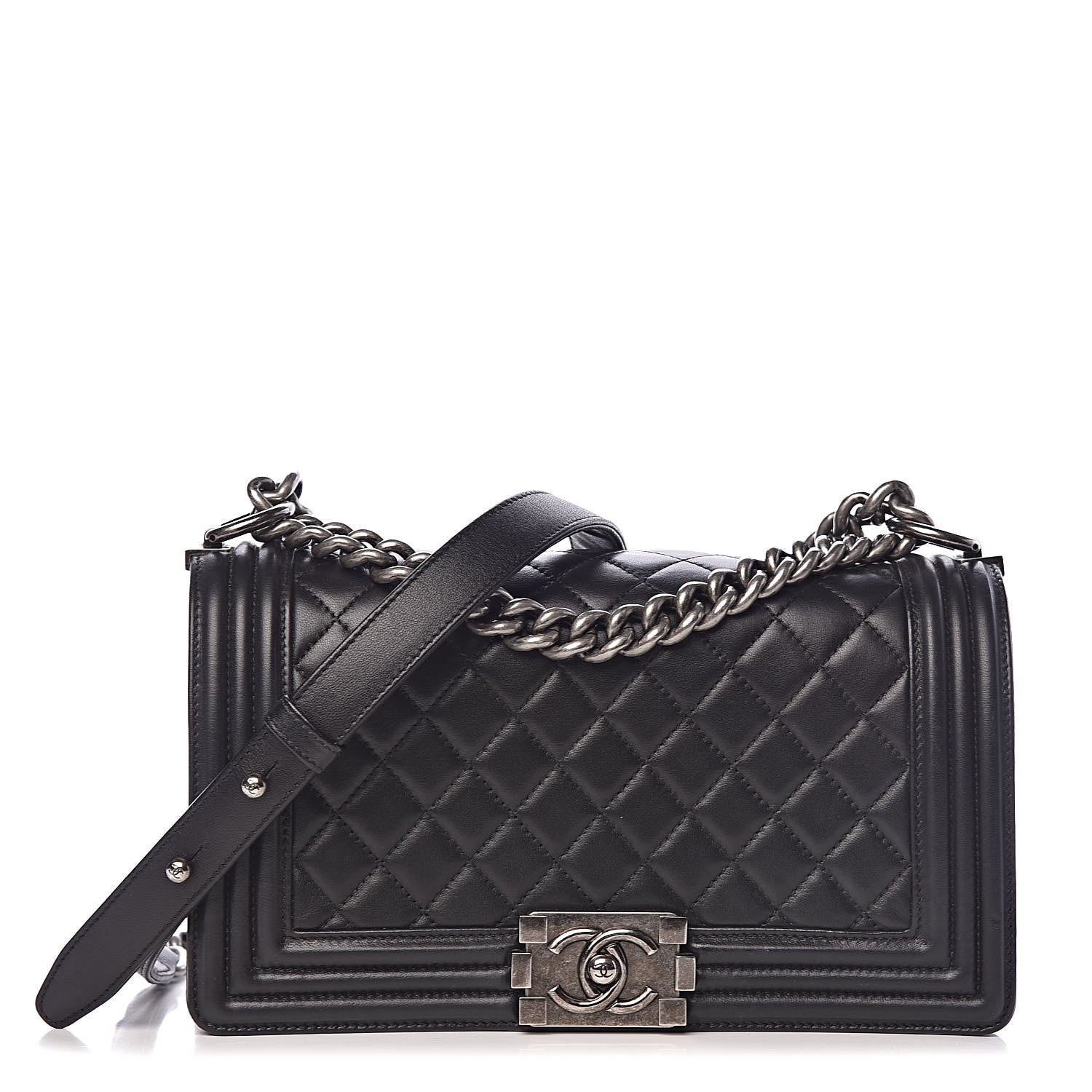 Chanel Lambskin Quilted Medium Boy Flap Black 1 of 11