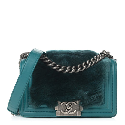 Chanel Orylag Rabbit Fur Calfskin Small Boy Flap Turquoise 1 of 11