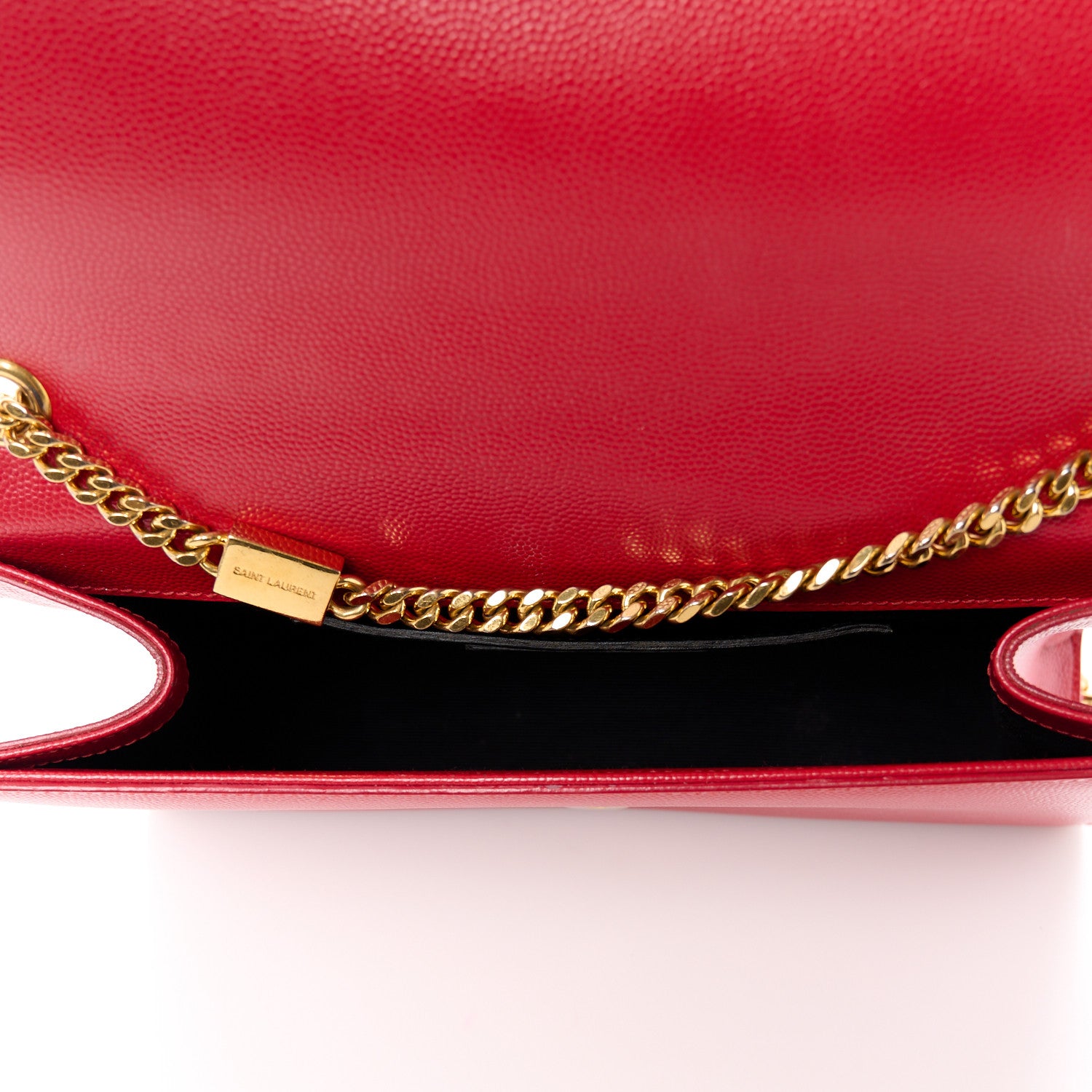 Saint Laurent Grain De Poudre Medium Monogram Kate Satchel Red 5 of 12