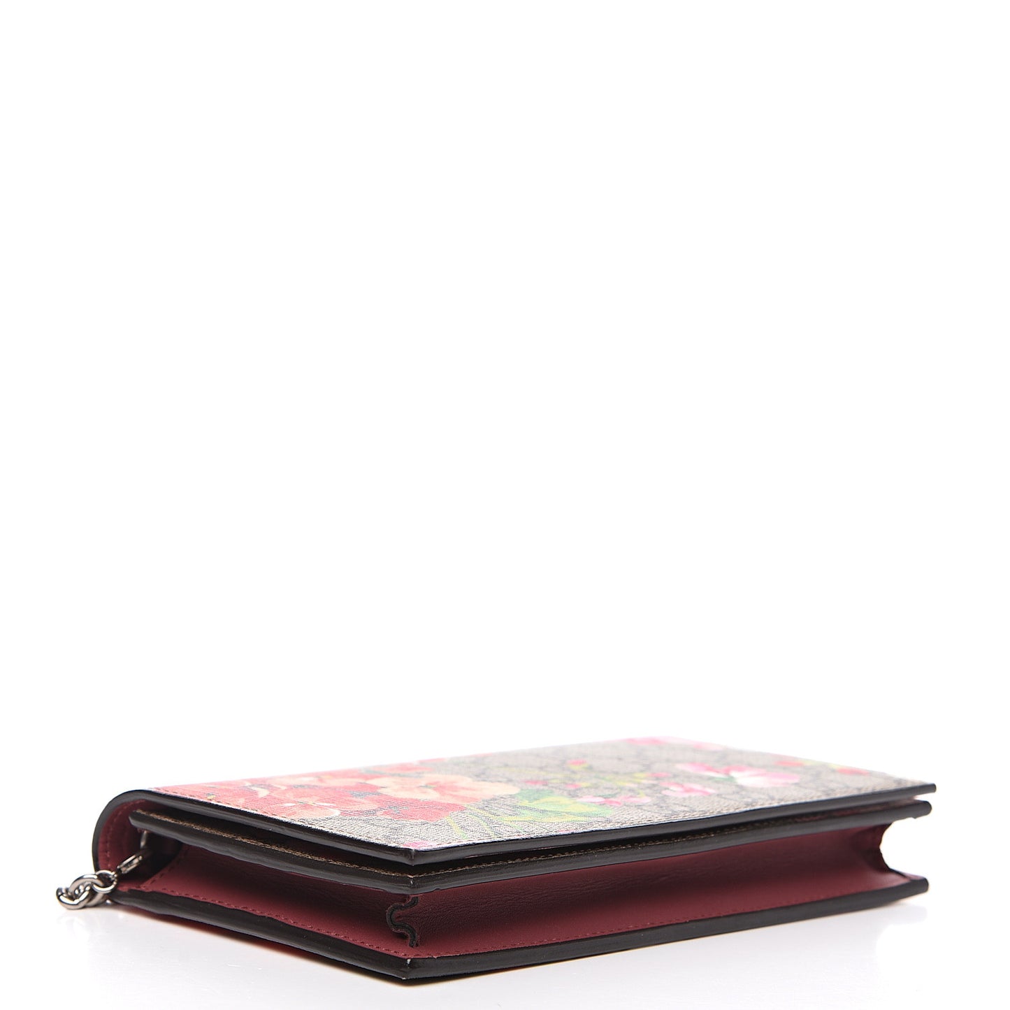 GG Supreme Monogram Blooms Chain Wallet Beige Multicolor Dry Rose