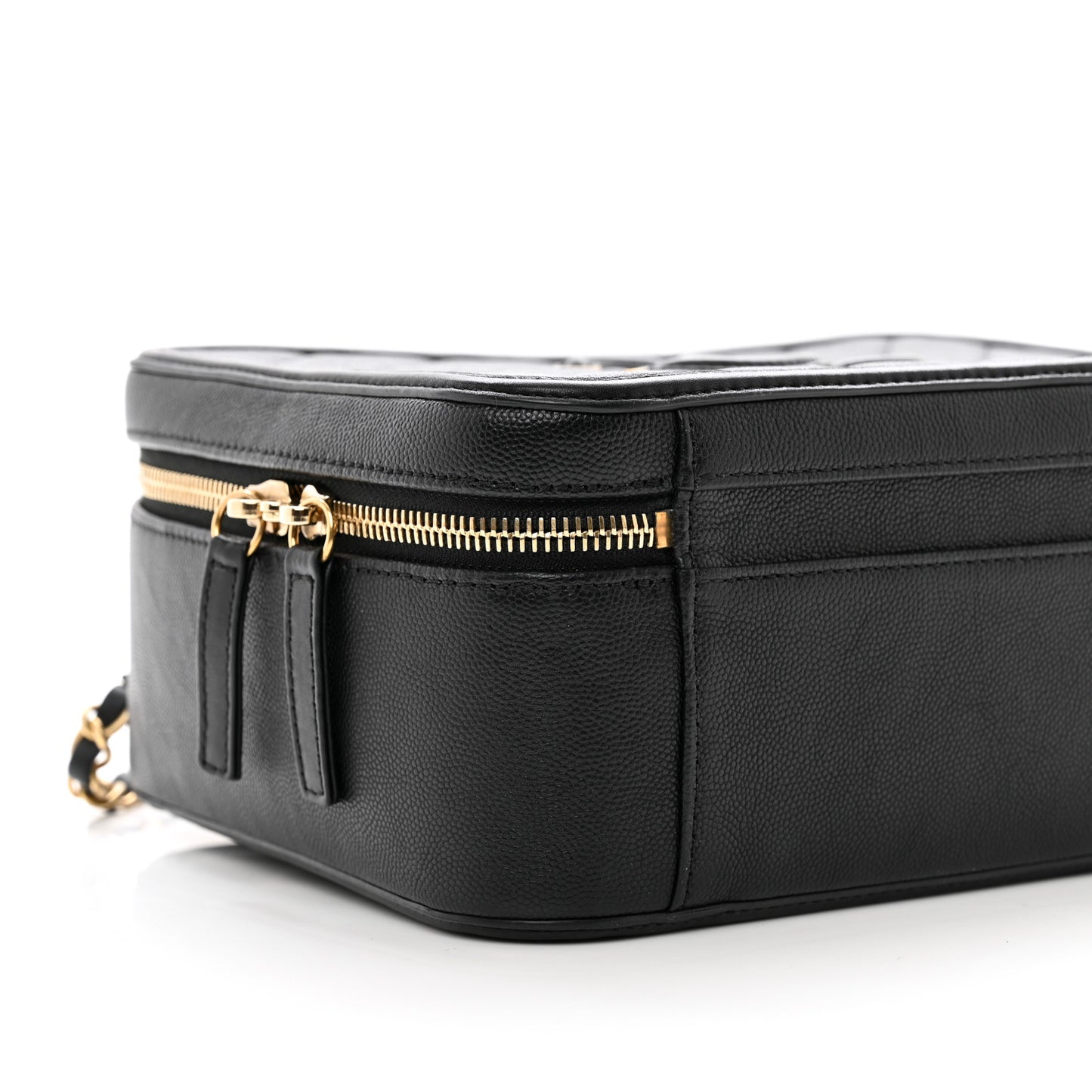 Caviar Quilted Large CC Filigree Vanity Case Black