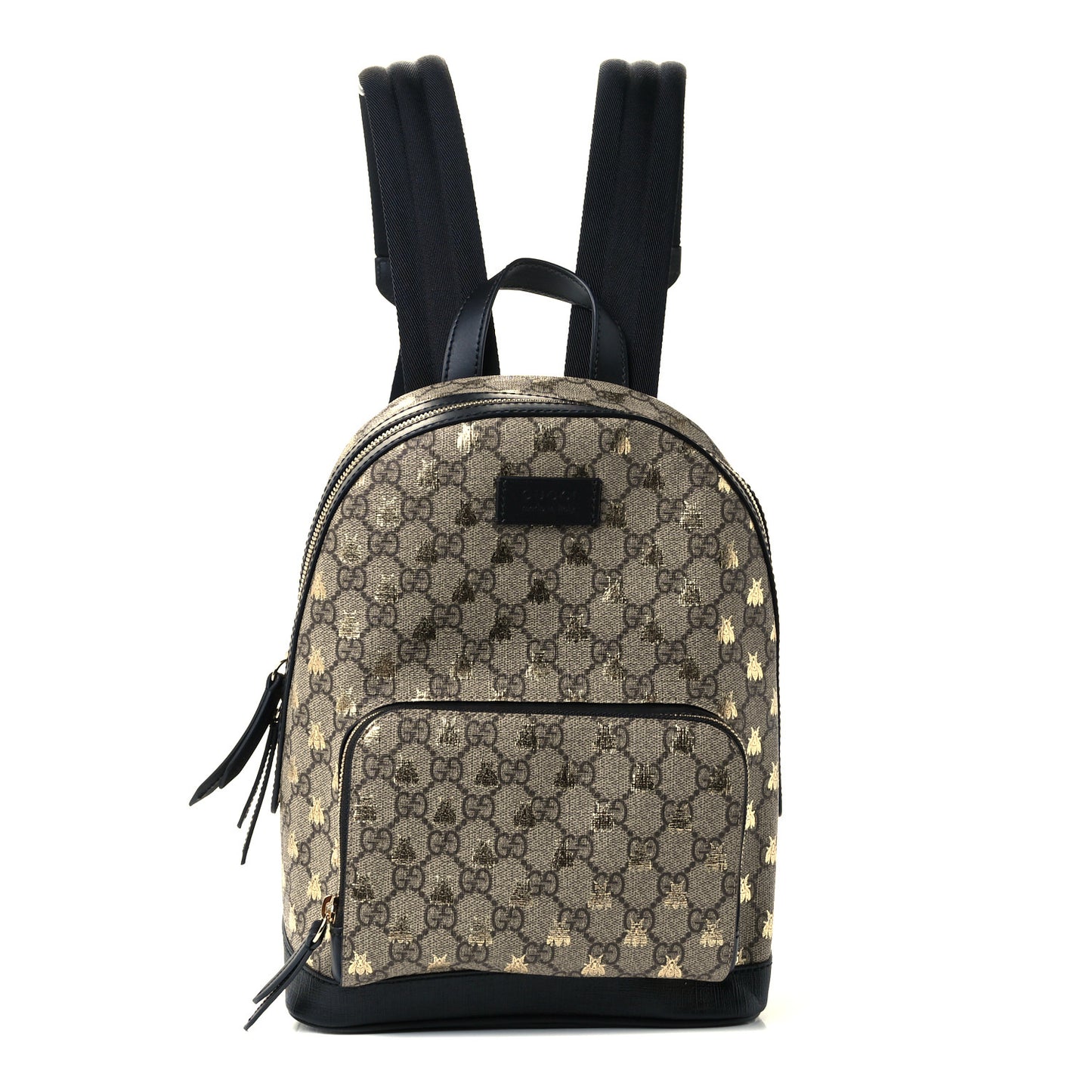 GG Supreme Monogram Bees Print Small Day Backpack Beige Oro Black