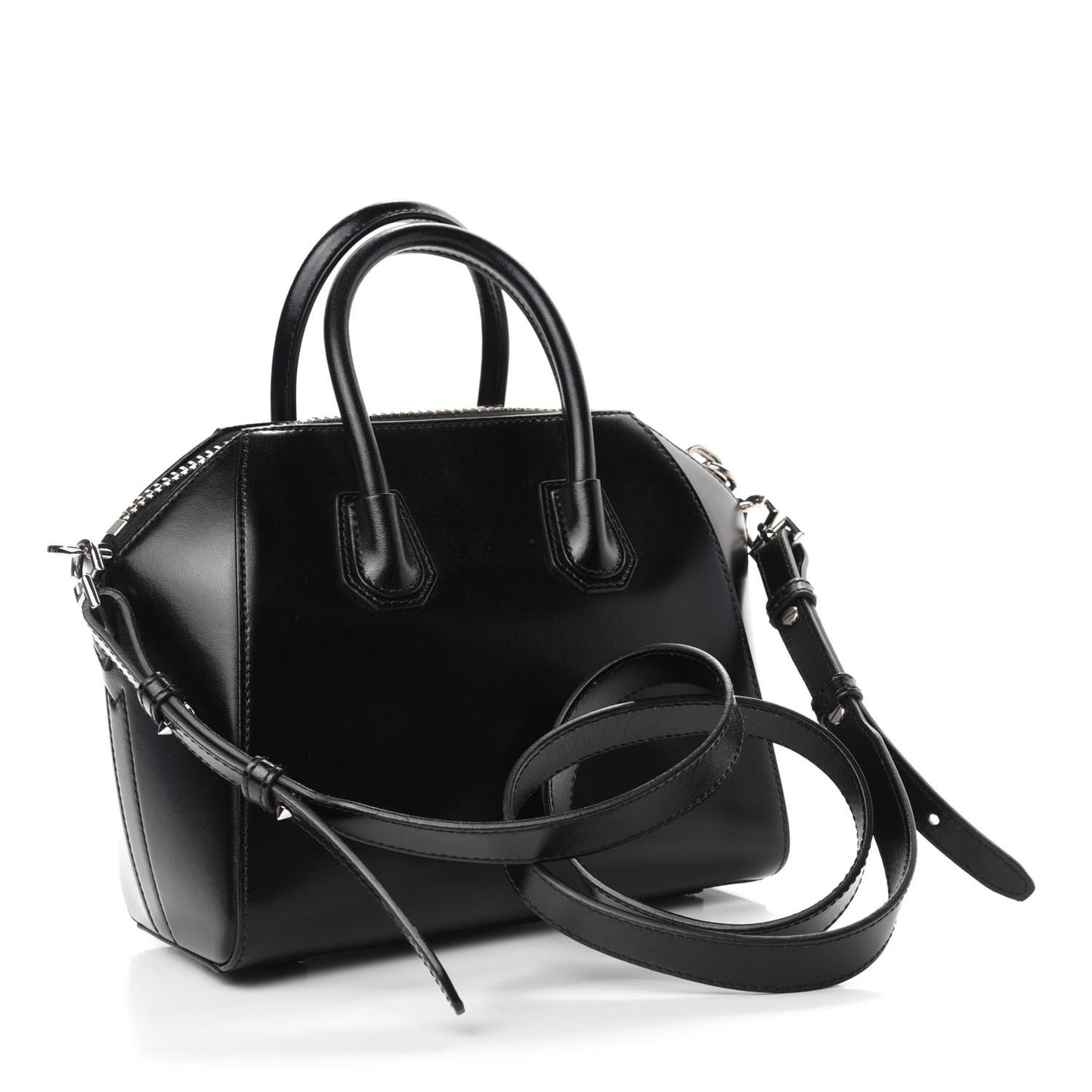 Shiny Lord Calfskin Mini Antigona Black