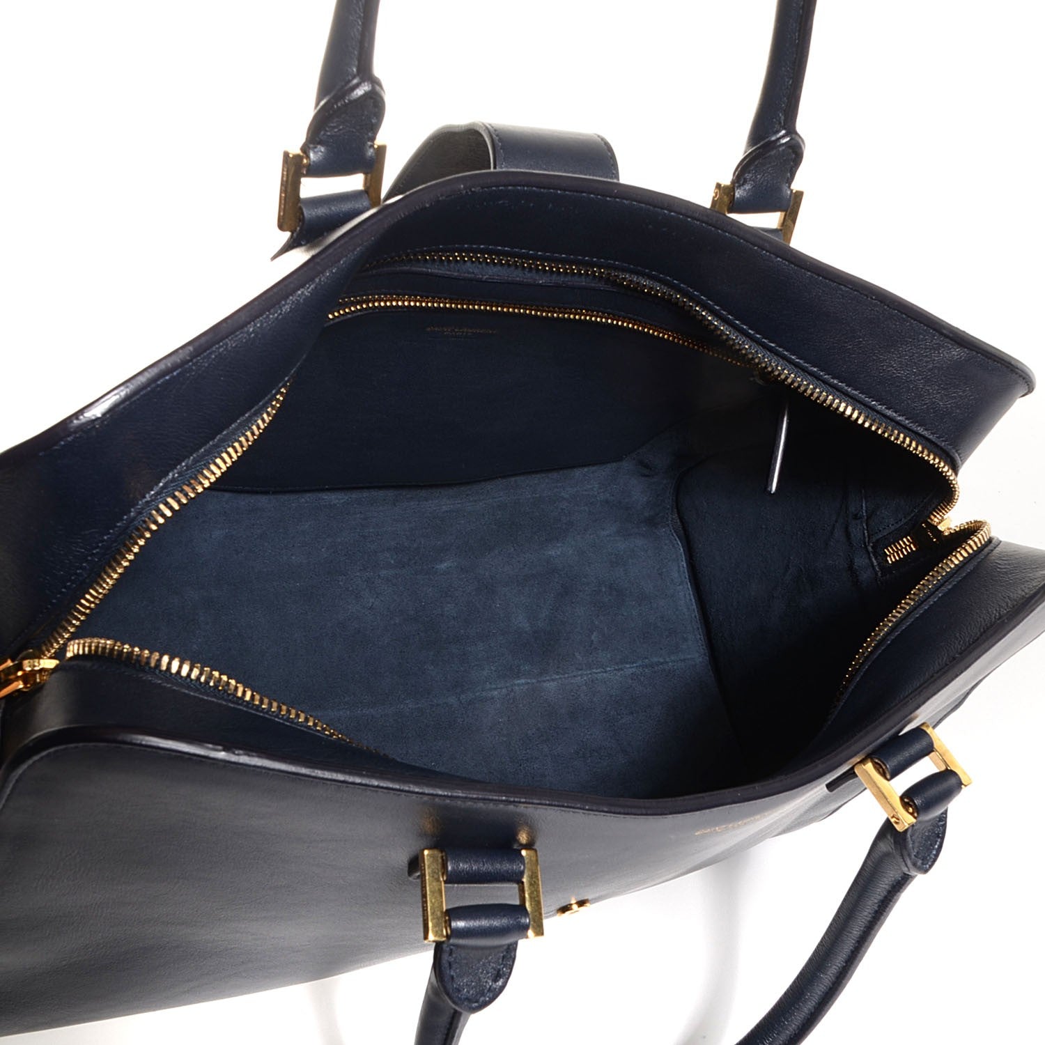 Saint Laurent Smooth Calfskin Medium Cabas Monogram Navy 5 of 7