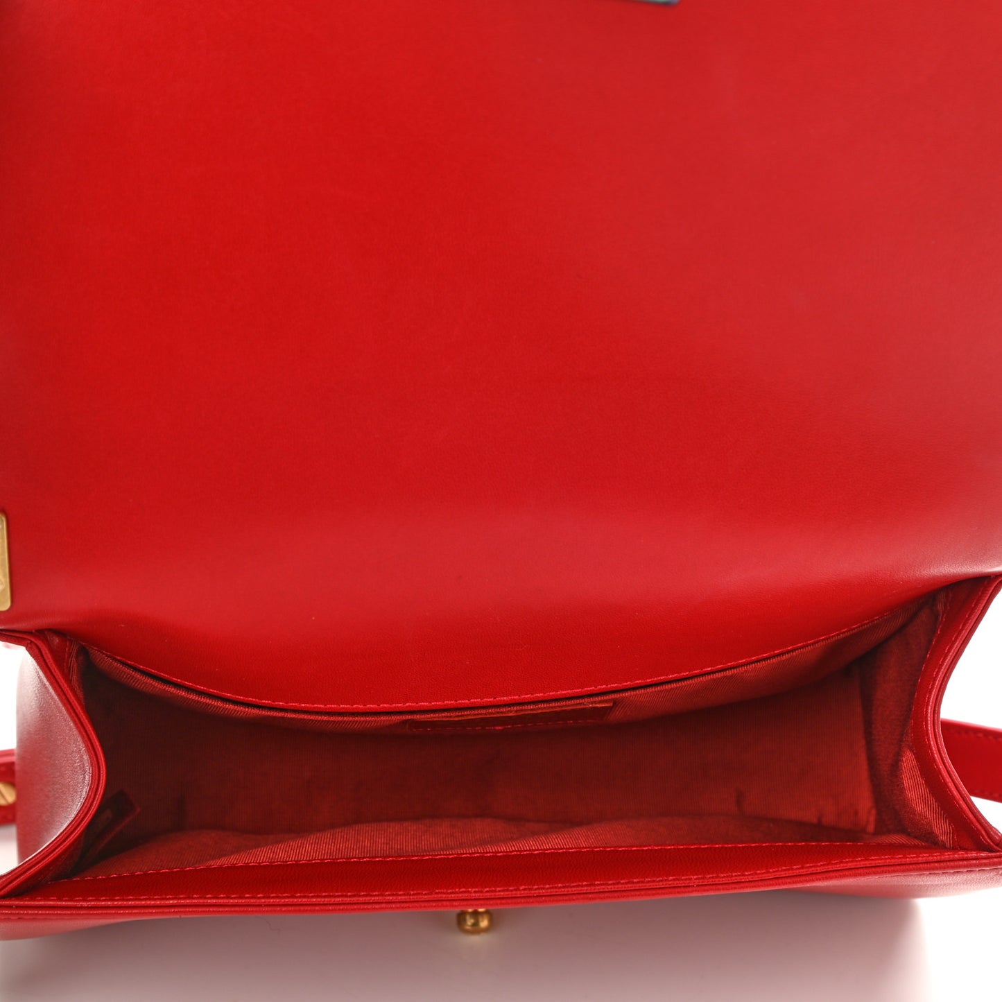Lambskin Quilted Medium Boy Flap Red