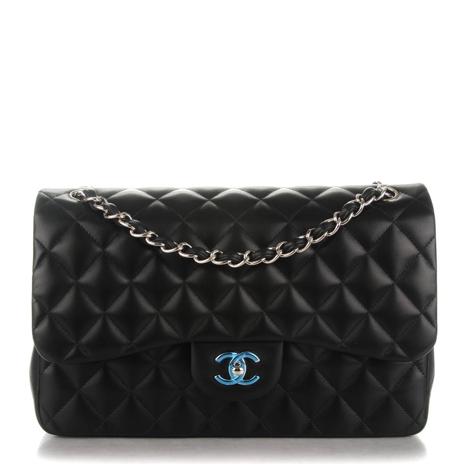 Chanel Lambskin Quilted Jumbo Double Flap Black 1 of 7