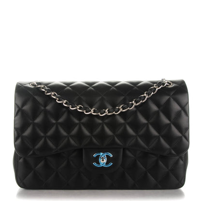 Chanel Lambskin Quilted Jumbo Double Flap Black 1 of 7