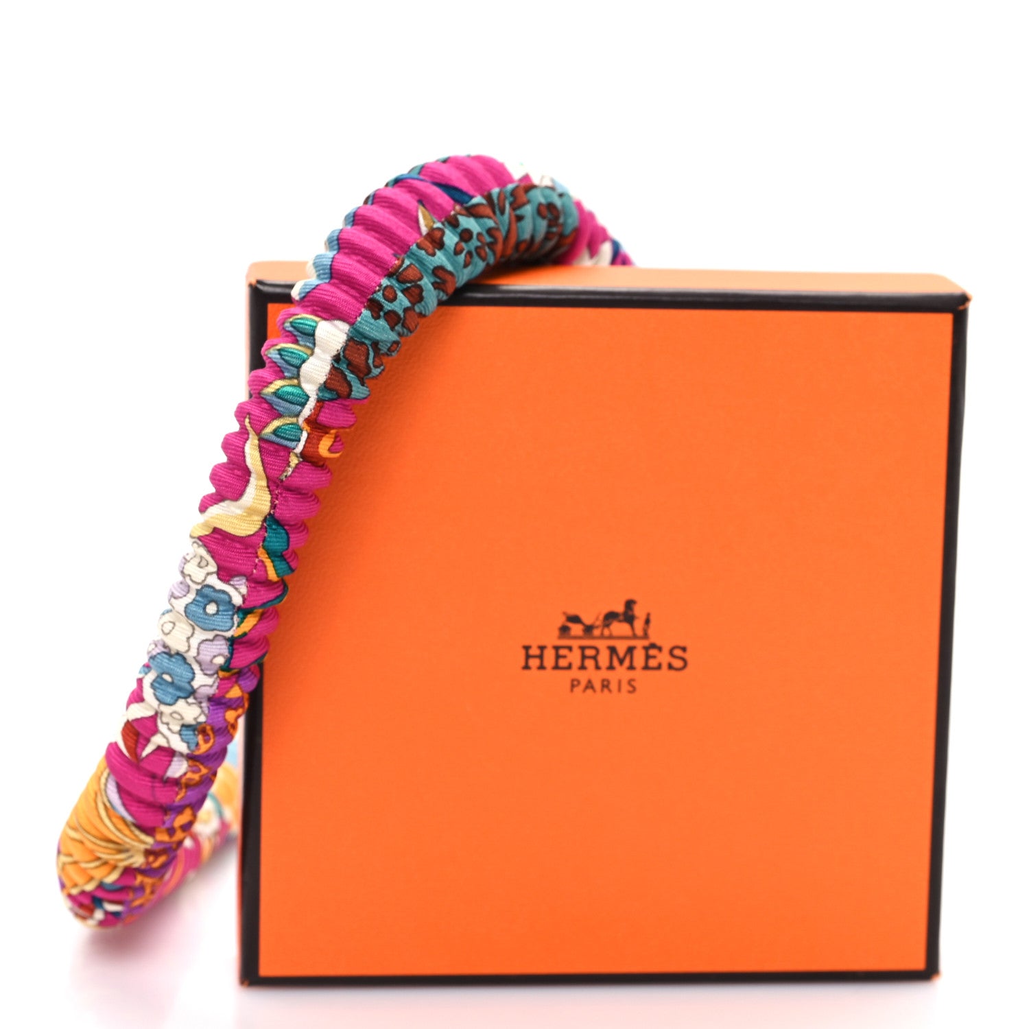 Hermes Silk Collier Plisse En Soie Petit H Pleated Necklace 6 of 6
