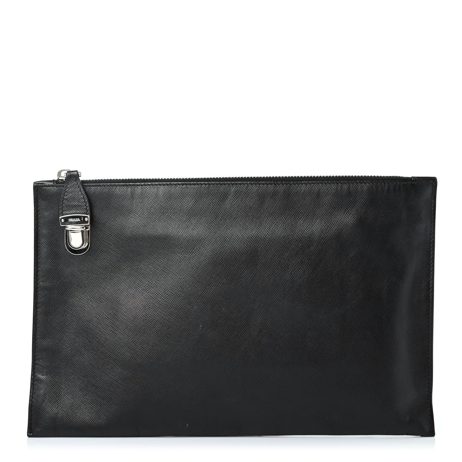 Prada Saffiano Lux Clutch Pouch Black Red 1 of 4