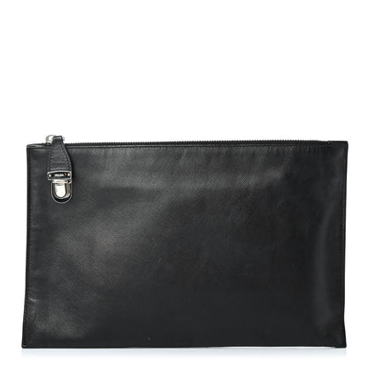 Prada Saffiano Lux Clutch Pouch Black Red 1 of 4