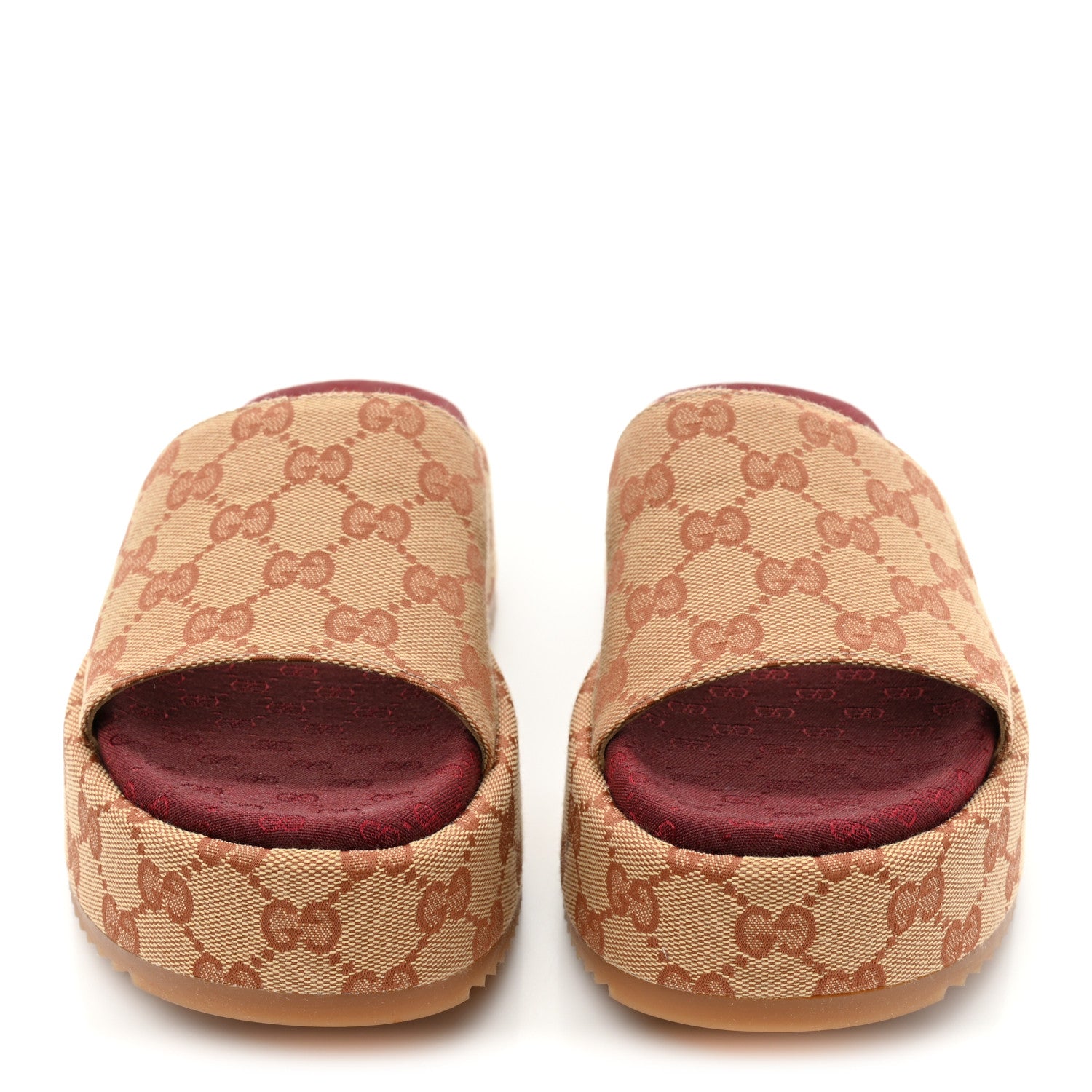 Gucci Canvas GG Monogram Angelina Platform Slide Sandals 36 Beige Ruggine 2 of 9