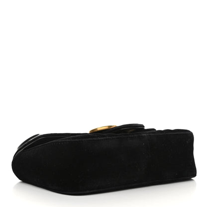 Gucci Velvet Matelasse Mini GG Marmont Shoulder Bag Black 4 of 10