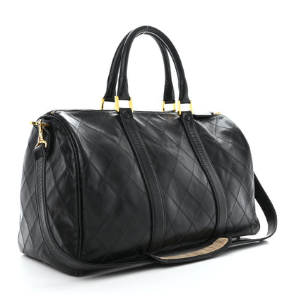 Chanel Calfskin Diamond Stitched Duffle Bag Black 3 of 11