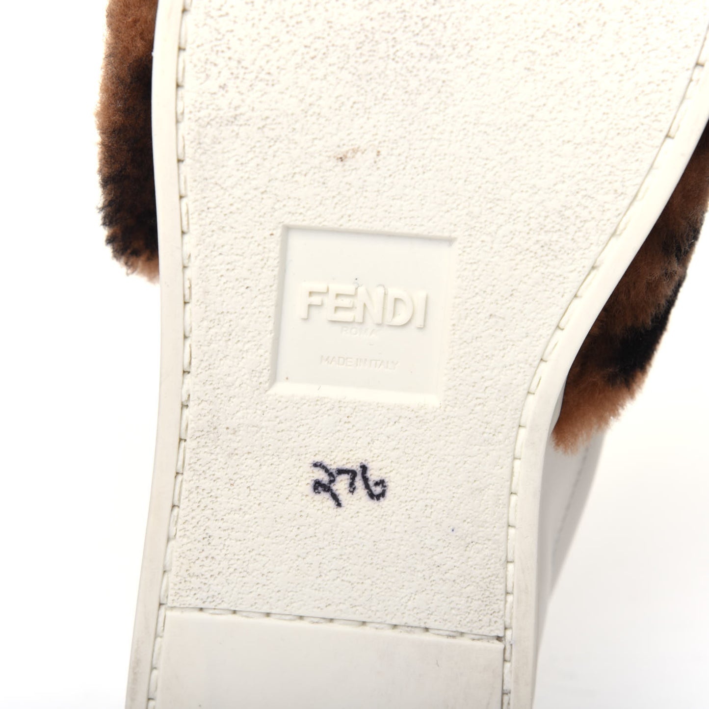 Vitello Shearling FF Velcro Slip On Sneakers 36.5 White
