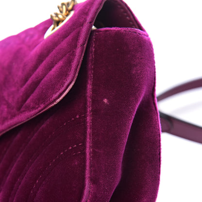 Gucci Velvet Matelasse Mini GG Marmont Shoulder Bag Fuchsia Violet Cyclamen 10 of 17
