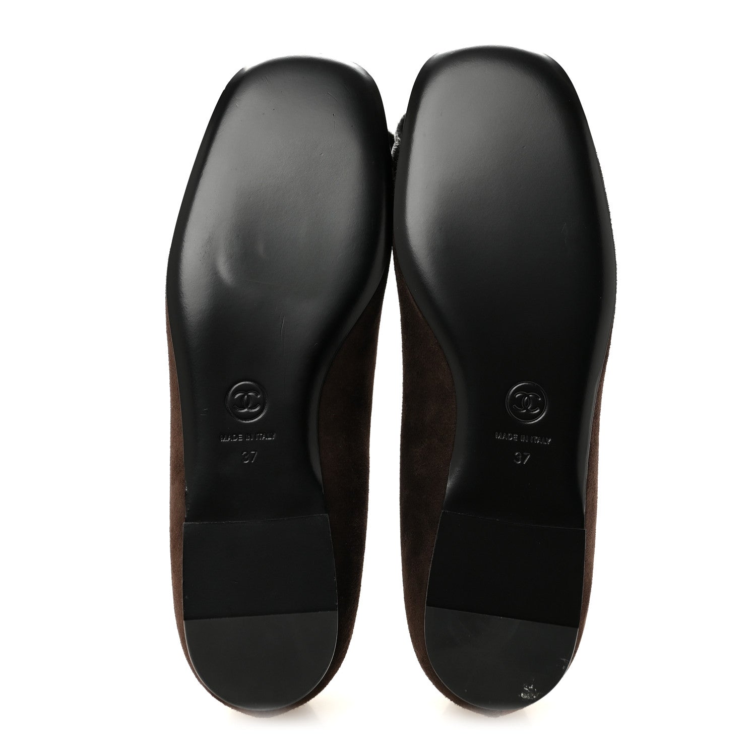 Chanel Suede Patent Cap Toe Camellia Ballerina Flats 37 Marron Gris 6 of 9