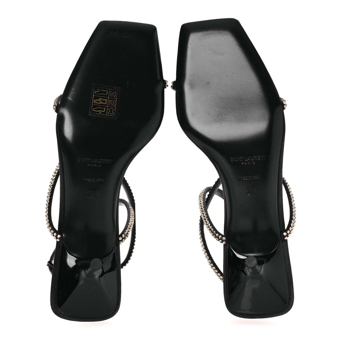 Crepe Satin Strass Baliqua 55 Ankle Strap Sandals 36 Black Greige