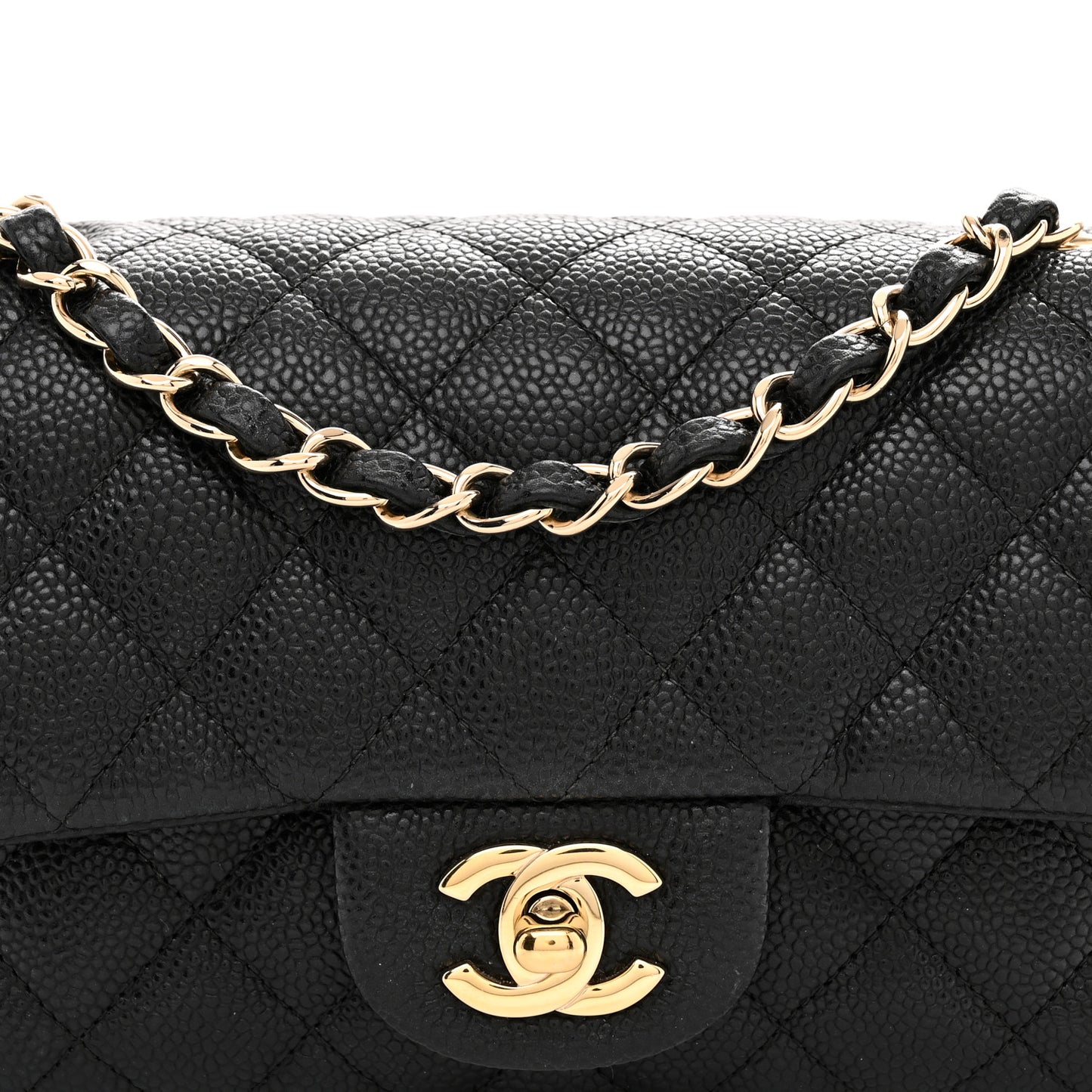 Caviar Quilted Mini Rectangular Flap Black