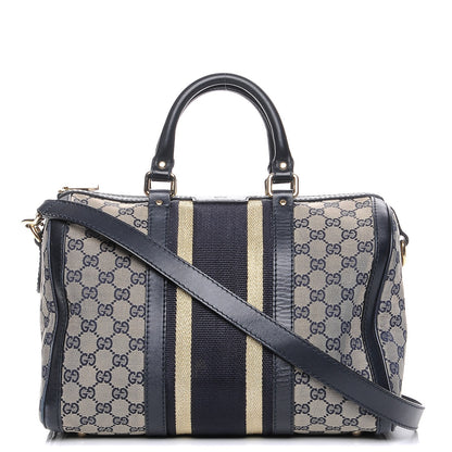 Gucci Monogram Vintage Web Medium Boston Navy Navy 1 of 18