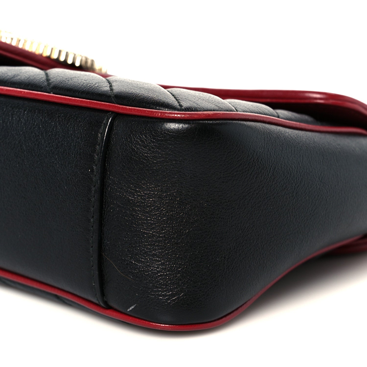 Gucci Vintage Effect Calfskin Matelasse Diagonal Small Torchon GG Marmont Shoulder Bag Black Romantic Cherry 11 of 11