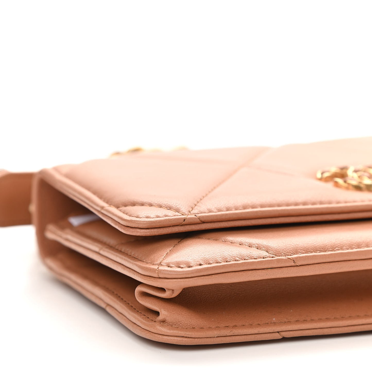 Lambskin Quilted Chanel 19 Wallet On Chain WOC Brown