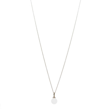 David Yurman 18K Yellow Gold White Moonstone 9mm Diamond Solari Pendant Necklace 1 of 5