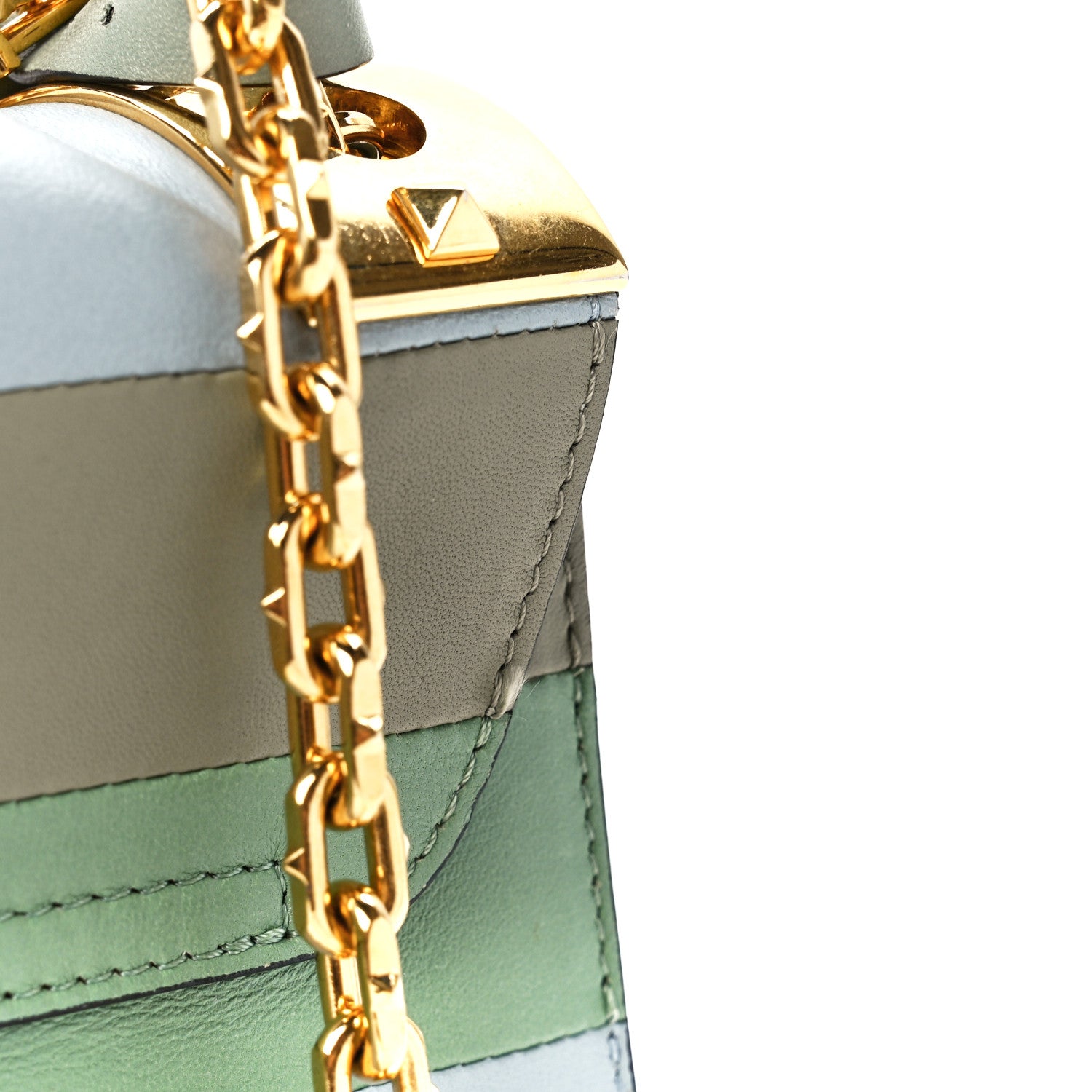 Valentino Garavani Nappa Striped B-Rockstud Flap Green 12 of 12