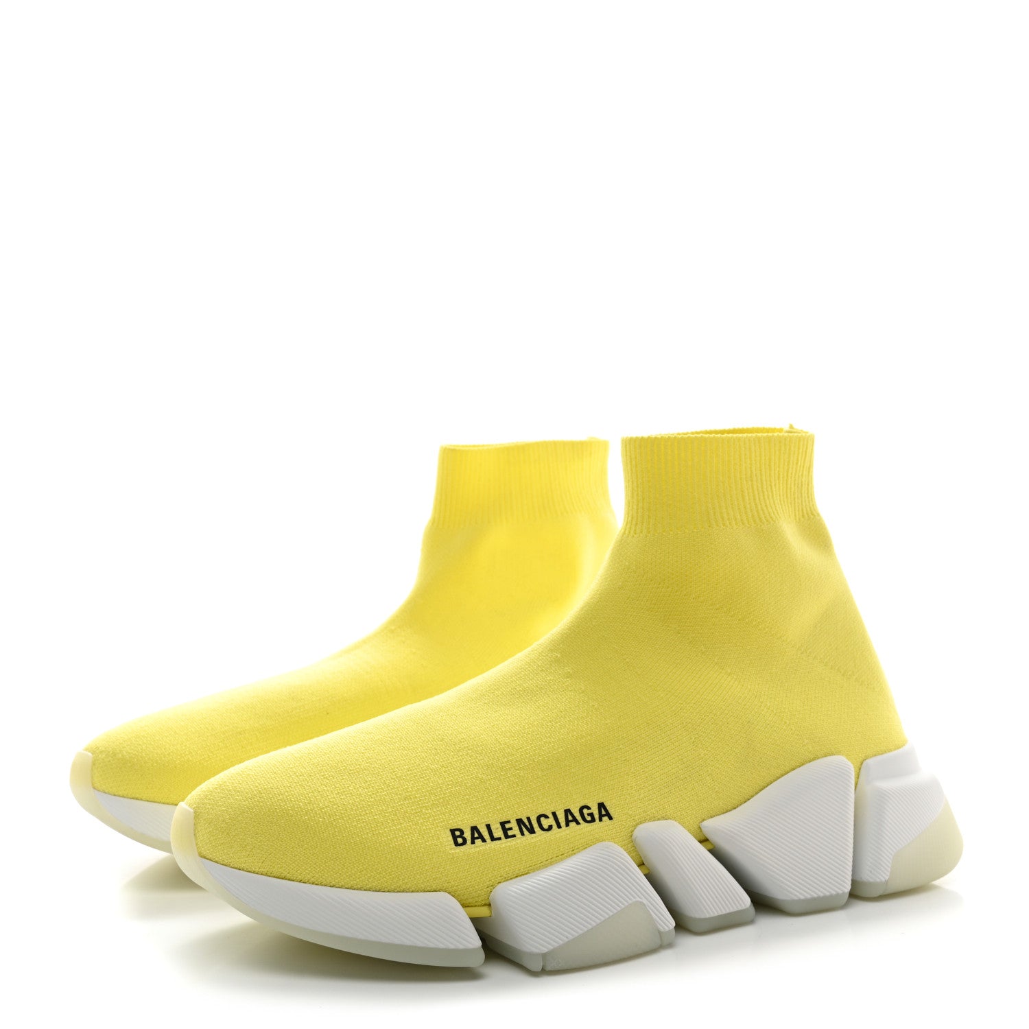 Balenciaga Technical 3D Recycled Knit Womens Speed 2.0 Transparent Sole Sneakers 38 Light Yellow 3 of 9