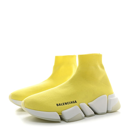 Balenciaga Technical 3D Recycled Knit Womens Speed 2.0 Transparent Sole Sneakers 38 Light Yellow 3 of 9