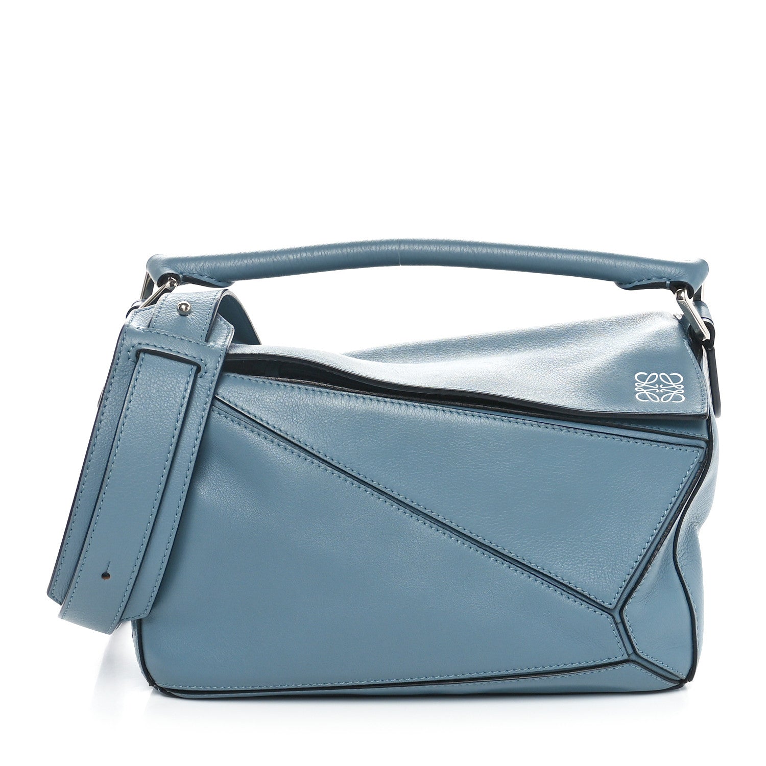 Loewe Calfskin Small Puzzle Bag Stone Blue 1 of 10