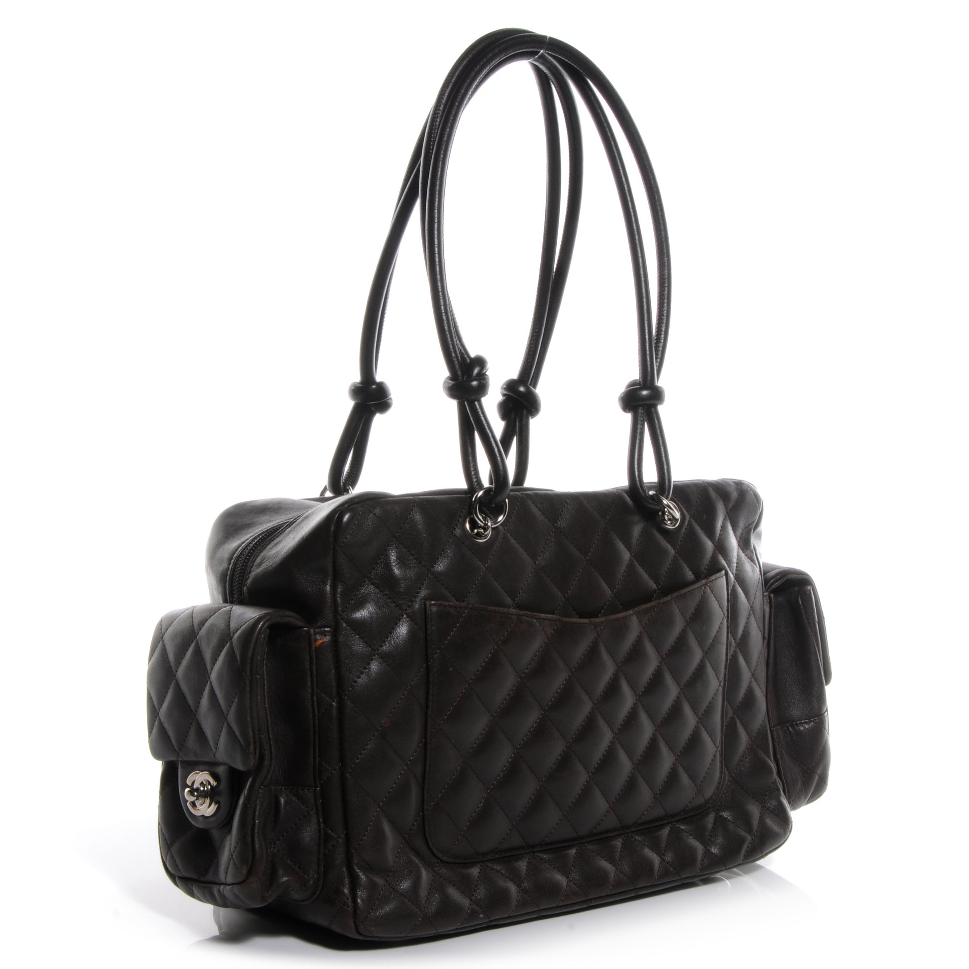 Chanel Calfskin Quilted Large Cambon Multipocket Reporter Brown Beige 3 of 8