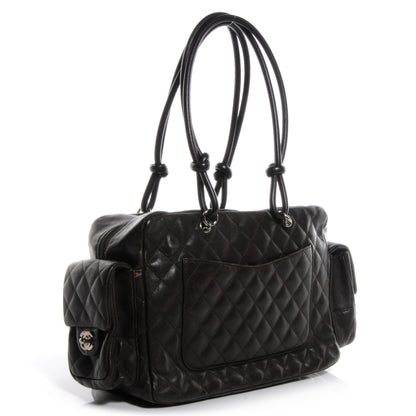 Chanel Calfskin Quilted Large Cambon Multipocket Reporter Brown Beige 3 of 8