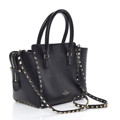 Valentino Garavani Vitello Small Rockstud Double Handle Tote Black 3 of 8