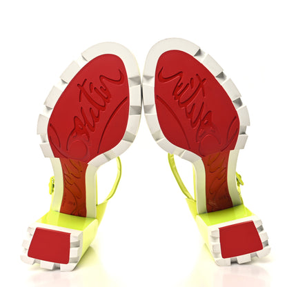 Christian Louboutin Patent Perle Meduzette 100 Lug Sole Sandals 39.5 Fluo Yellow 5 of 9