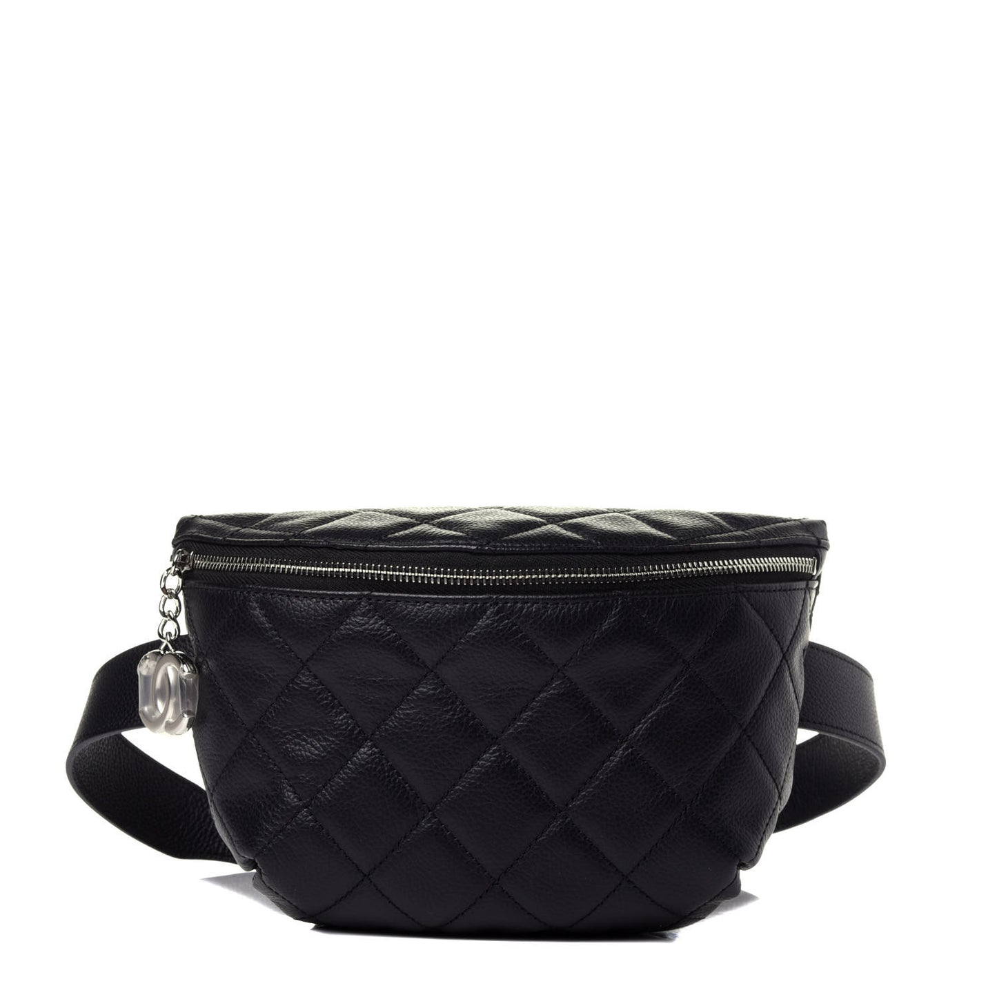 Grained Calfskin Quilted Waist Belt Bag Black