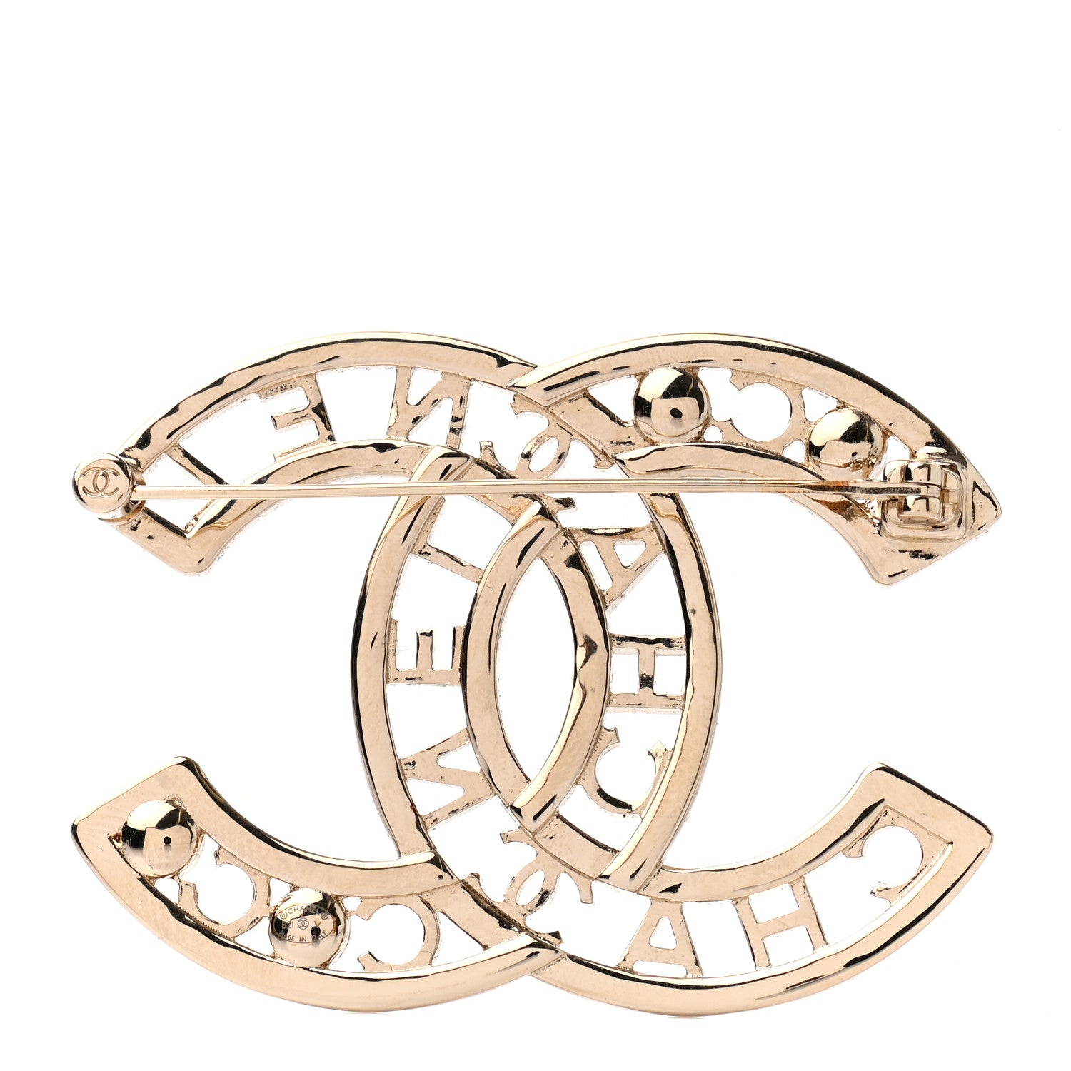 Chanel Crystal Pearl Coco CC Logo Brooch Gold 3 of 5