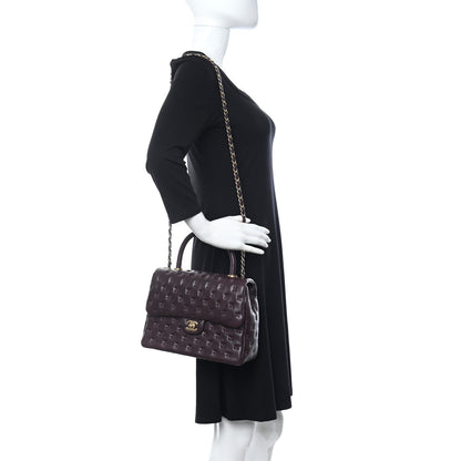 Chanel Lambskin Cross Stitch Small Coco Handle Flap Burgundy 2 of 11