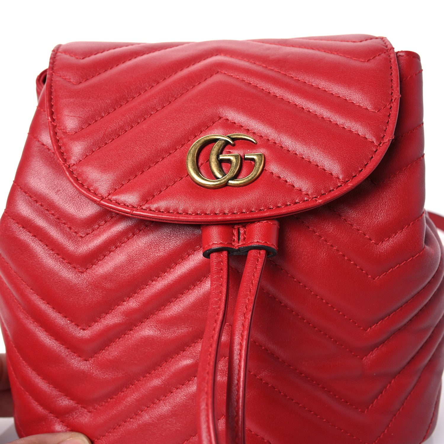 Gucci Calfskin Matelasse GG Marmont Flap Backpack Hibiscus Red 8 of 11